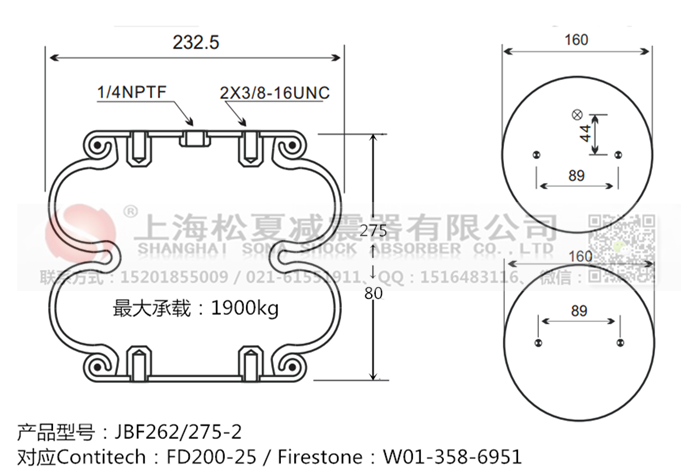 JBF262/275-2橡膠<a href='http://m.xxbdfyy.cn/' target='_blank'><u>空氣彈簧</u></a>
