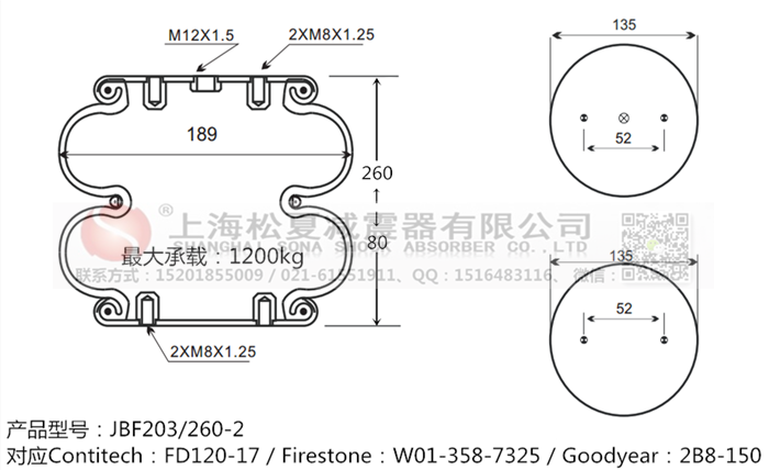 JBF203/260-2橡膠<a href='http://m.xxbdfyy.cn/' target='_blank'><u>空氣彈簧</u></a>